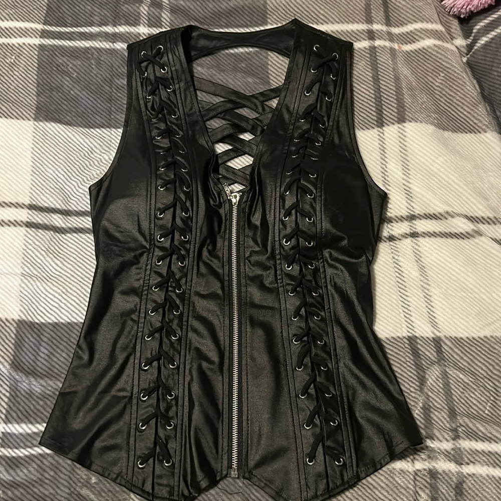 Black “leather” vest